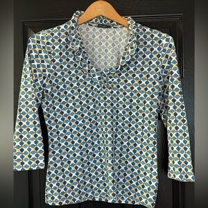 J.McLaughlin 3/4 length sleeve ruffle top size Medium